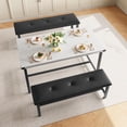 thumbnail image 2 of Dining Table Set for 4, Kitchen Table with 2 Upholstered Benches, Rectangular Room Dining Table Set, 3Pcs Kitchen Table Set for Small Space, Apartment, Home, Studio, Marble White, 2 of 7