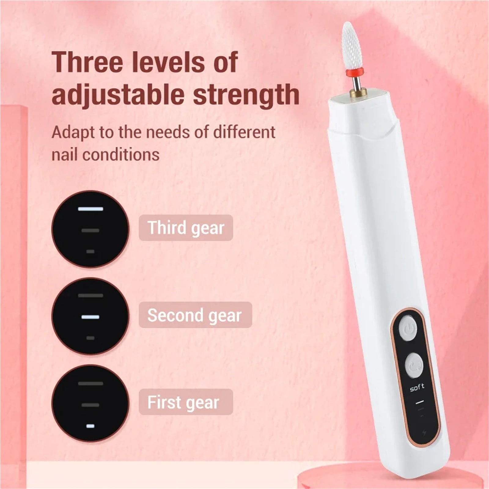4 In 1 Electric Nail Polisher Drill Bits Manicure Cutter for Acrylic Gel Nails Grinding Polishing Nail Art Sanding File Home Use