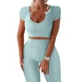 thumbnail image 2 of Yoga Set Women Workout Sets 2 Piece Seamless Ribbed Tank High Waist Trousers Yoga Outfits, 2 of 5