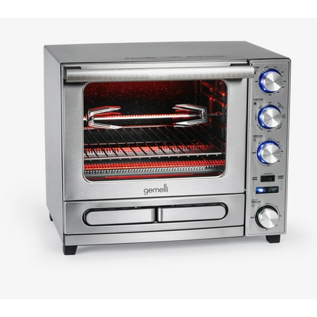 The Gemelli Twin Oven, Convection Oven with Built-In Pizza Drawer and Rotisserie, Stainless Steel