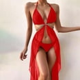 thumbnail image 2 of YFELWZ Maillot de Bain Triangle Ajusté Grande Taille pour Femmes Plage Piscine Rouge m, 2 of 8