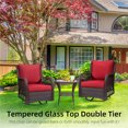 thumbnail image 2 of Yartaka Outdoor Swivel Rocker Patio Chairs Set of 2 and Matching Side Table - 3 Piece Wicker Patio Bistro Set with Premium Fabric Cushions (Wicker-Red), 2 of 7