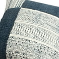 thumbnail image 4 of The Urban Port Dae 24 x 24 Square Handwoven Cotton Accent Throw Pillow, Classic Simple Kilim Pattern, Blue, Off White, 4 of 4