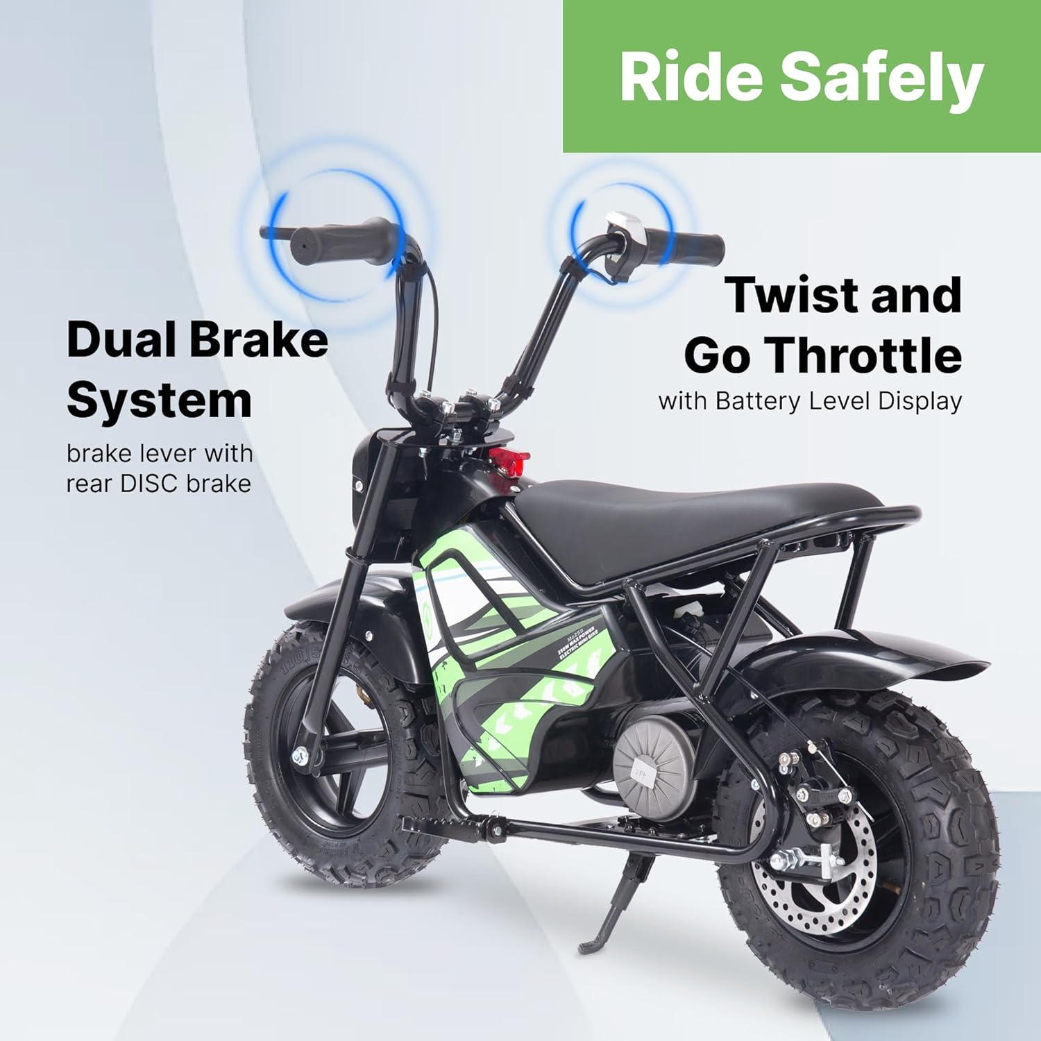 Electric Dirt Bike for Kids, 24V 250W Powerful Electric Motorcycle, 10mph Max Speed & 12 Miles Long-Range, 2-Speed Gear, Twist Grip Throttle, 12'' Fat Tire Bike for Ages 3-10