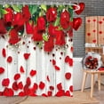 thumbnail image 3 of Rose Shower Curtain, Red Rose Shower Curtain Set with 12 Hooks, Waterproof Floral Shower Curtain for Bathroom, Valentines Day Shower Curtain, 72''''W X 72''''H, 3 of 6