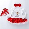 thumbnail image 2 of Zwiiyzr Baby Girls First Christmas Outfit Newborn Romper Tutu Dress Infant Xmas Skirt with Shoes Headband Set Christams Gifts for Baby Girl 0-24 Months, 2 of 3
