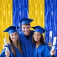 thumbnail image 6 of WarmHaven 2 Pack Graduation Backdrop, 3.28 FT x 7.05 FT Class of 2025 Decorations, Blue Gold Fringe Curtains Tinsel Backdrop Party Streamer, Metallic Blue and Gold Graduation Decorations 2025, 6 of 13