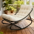thumbnail image 2 of EDTara Rocking Chair with Cushion, Indoor/Outdoor Adjustable Metal Frame Padded Lounge Rocker, 450 Lbs Capacity Glider for Garden, Poolside, Balcony, Backyard, Modern Design, 2 of 9