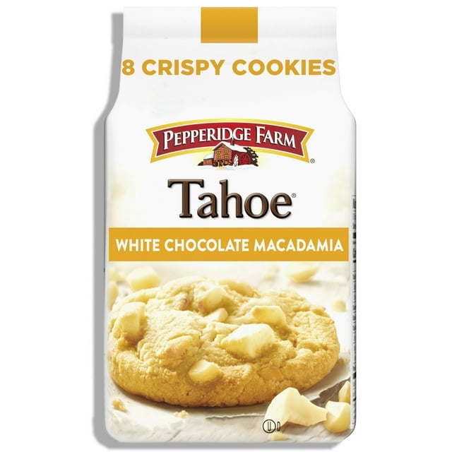 4Pack of Pepperidge Farm Tahoe White Chocolate Macadamia Nut Cookies, 7.2 oz – Crispy Gourmet Cookies with Buttery Nuts & Chocolate, With Olive Green Bowl By ValueNest