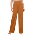thumbnail image 5 of JUUNthy Womens Dress Pants, Flat Front Straight Leg Stretchy High Waist Business Works Trousers with Pockets Brown M, 5 of 10