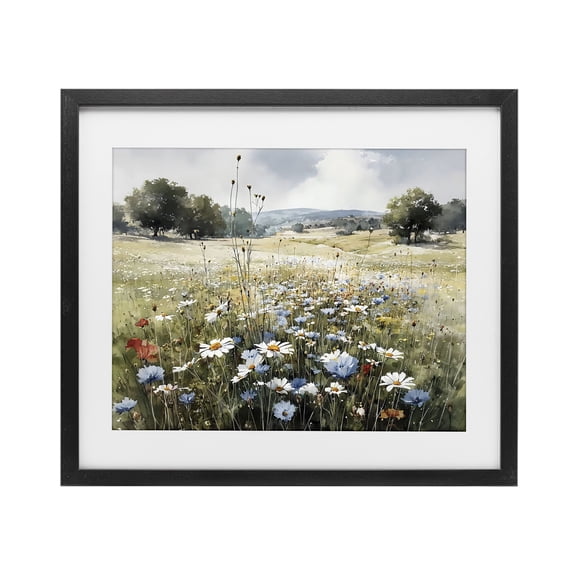 Stupell Industries Traditional Calm Meadow of Wildflowers Black Framed Print Under Glass, 16 x 13, by Franklyn Gregory