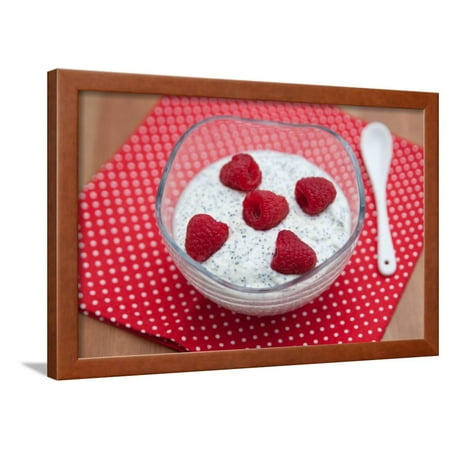 Black Raspberry Desserts - Poppy Seed Yoghurt Dessert with Raspberries Framed Print Wall Art By ALein