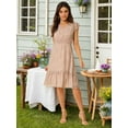 thumbnail image 3 of INSPIRE CHIC Women's Flutter Sleeves V Neck Smocked Waist Ruffle Floral Dresses, 3 of 6