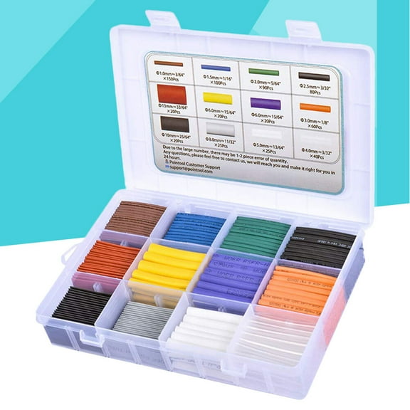 Raindrops 650-Piece Assorted Color Shrink Tubing Kit with Plastic Wire Sleeves for Electrical Insulation and