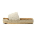 thumbnail image 5 of Dakaela Platform Sandals Women Espadrilles Slip on Wedge Slides Walking Vacation Summer Shoes Beige 7, 5 of 6