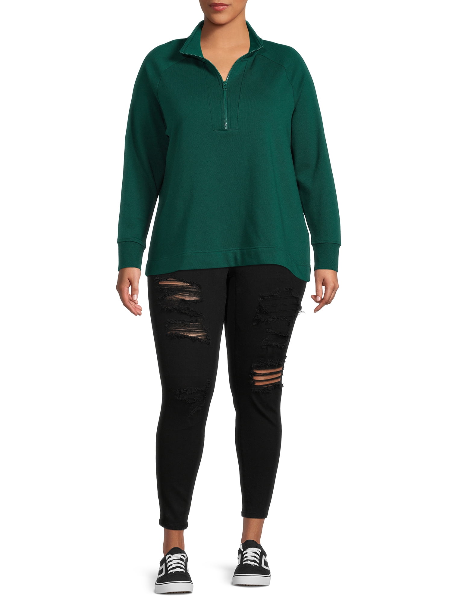 Terra & Sky Women's Plus Size Quarter-Zip Sweatshirt