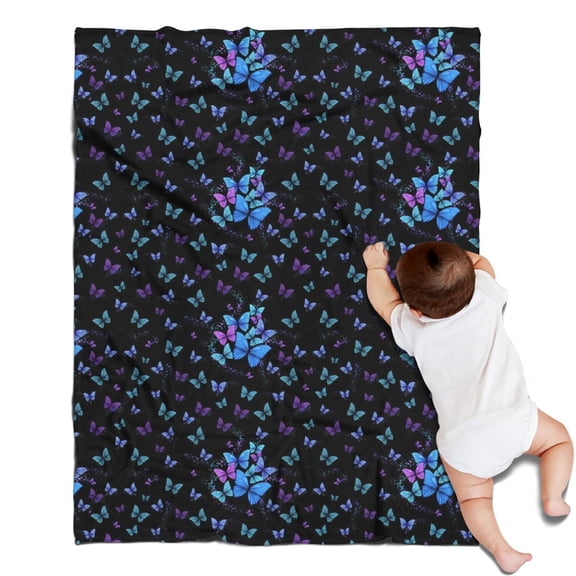Black Butterfly Pattern Blanket,Comfortable Soft Flannel Throw Blanket,All Season,Warm Lightweight Blankets for Sofa Bed Couch Living Room Chair,30"x40"