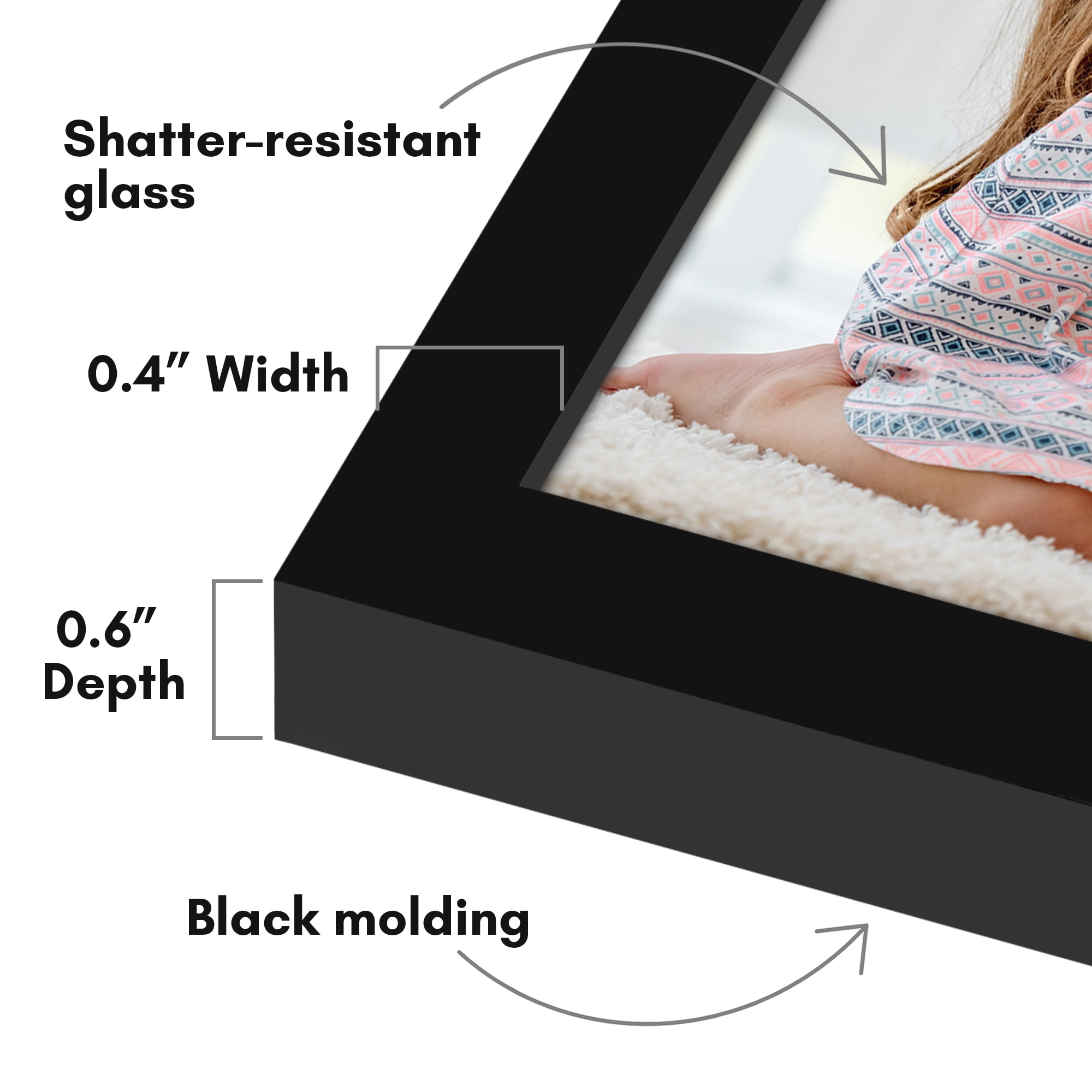 Americanflat 4x6 Picture Frame with Shatter-Resistant Glass 2 Pack Streamline Collection Thin Border - Black