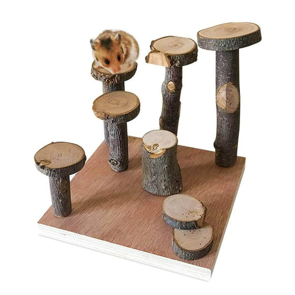 Hamster Climbing Wooden Stand Platform,Pet Cage Playground Natural Apple Wood Chew Toys for Dwarf Hamsters Syrians Hamster Gerbil Mouse Rat