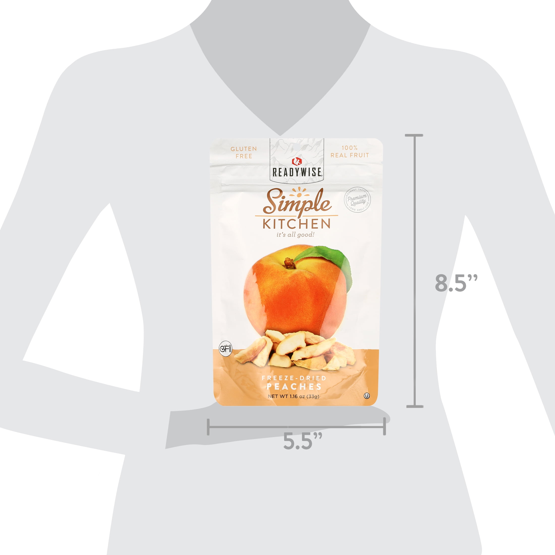 (6 pack) ReadyWise Simple Kitchen Freeze-Dried Peaches