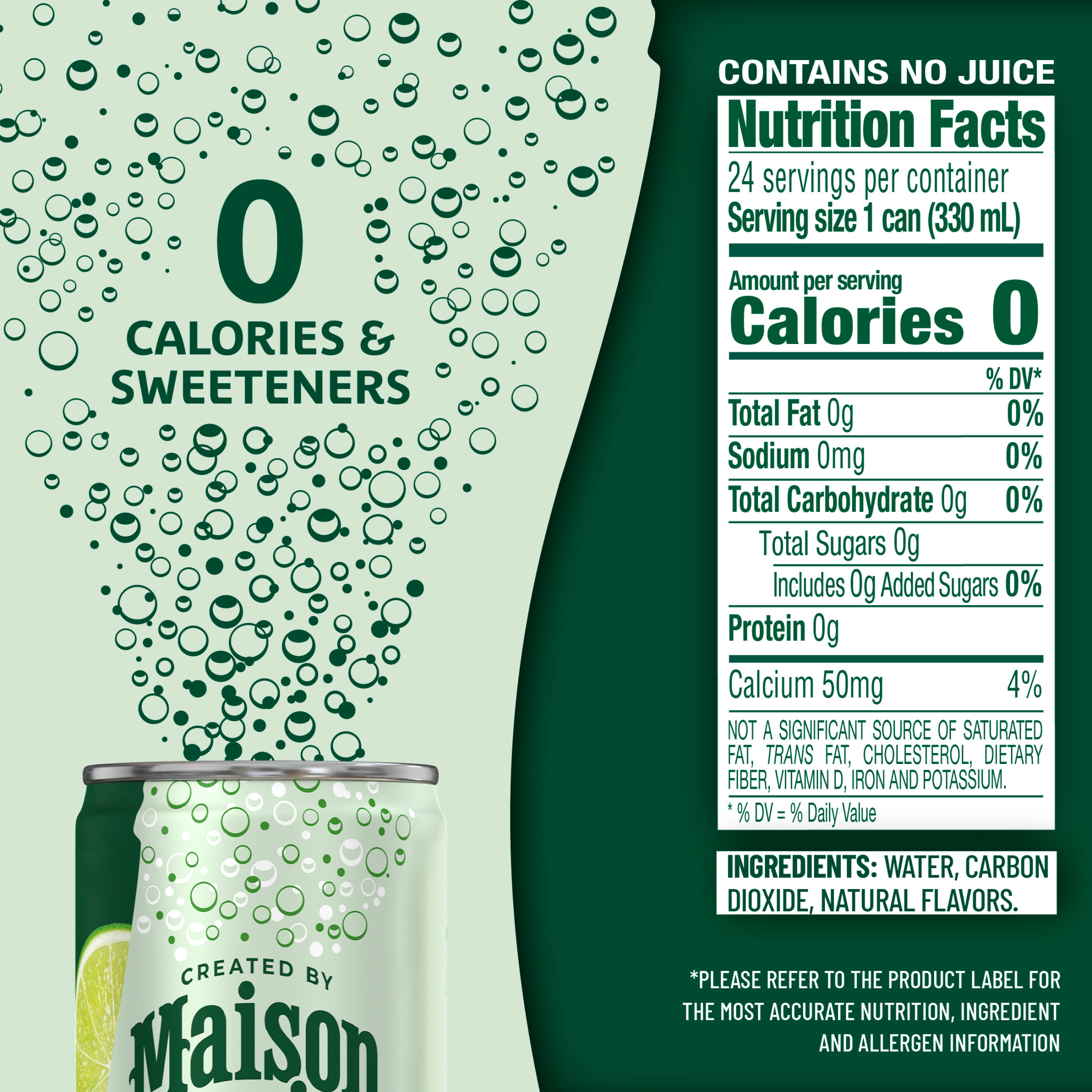 Maison Perrier Forever Lime Sparkling Water, Recyclable, 11.15 fl oz, 24 Pack Cans