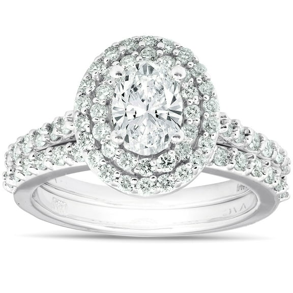 Pompeii 2 Ct Oval Diamond Engagement & Wedding Ring Set White Gold Engagement Lab Grown