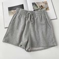 thumbnail image 2 of BLTIBY Womens Shorts Casual Solid Color Summer Ladies Elastic Waist High Waisted Drawstring Athletic Shorts with Pockets Lightweight Fashion Comfortable Short Pants Gray XL, 2 of 5