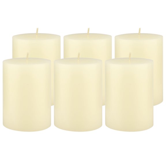 Stonebriar 3" x 4" Unscented Pillar Candles, 6 Pack with 50 Burn Time
