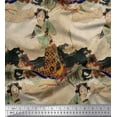thumbnail image 1 of Soimoi Satin Silk Fabric Floral & Girl Women Printed Craft Fabric by The Yard 42 Inch Wide, 1 of 1