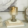 thumbnail image 2 of DecMode Brass Glass Handmade Turned Style Pillar Hurricane Lamp with Faux Mercury Glass Finish, 2 of 8
