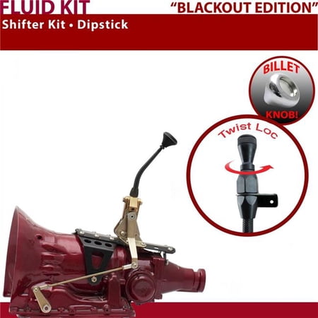 American Shifter C6 Shifter Kit Black 8 in. Dipstick Push Button Billet Knob for ED212