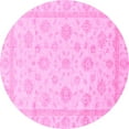 thumbnail image 1 of Ahgly Company Indoor Round Oriental Pink Traditional Area Rugs, 5' Round, 1 of 4