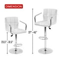 thumbnail image 5 of Dkeli Adjustable Square PU Leather Swivel Bar Stool with Armrest, White (Set of 2), 5 of 5
