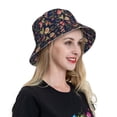 thumbnail image 4 of Yiaed Flower Print Reflective Stripe Bucket Hat Unisex Funny Outdoor Fisherman Cap Beach Sun Hat, 4 of 5