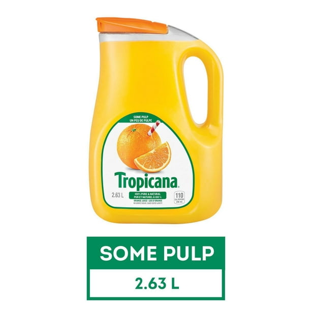 Jus d’orange Tropicana pur à 100 % un peu de pulpe, 2,63 L, 1 bouteille 2.63L