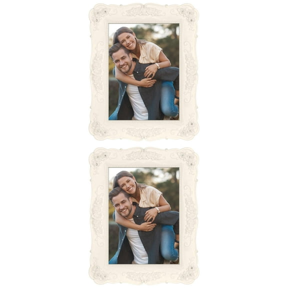 NOMADIC NOOK Vintage Picture Frame, Elegant Photo Frames with Glass Front for Tabletop Display and Gift Ideas White -2Pcs 4x6