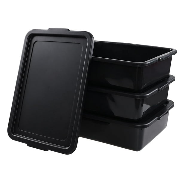 Caja de autobús comercial Sadstory de plástico de 13 litros con tapa negra, 3 paquetes