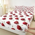 thumbnail image 3 of Castle Fairy Red Cherry 4-Piece Full Size Sheets,Fresh Fruit Bed Sheets,Botanical Plants Lightweight Sheet Sets,Luxury Teens Bedroom Decor, 3 of 7