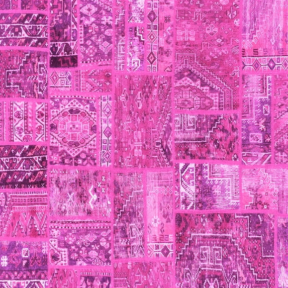 Ahgly Company Indoor Square Patchwork Pink Transitional Area Rugs, 6' Square