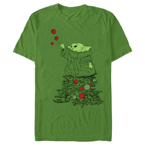 Men's Star Wars: The Mandalorian Grogu Christmas Tree Ornaments  Graphic Tee Kelly Green Medium