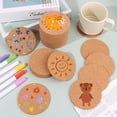 thumbnail image 4 of Coasters Set of 6, Drink Coasters, Round No Deformation Cork Coasters for 3.94 Inches, Reusable Absorbent Heat-Resistant Drink Cup Mats for Coffee Wine Glasses, 4 of 7