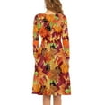thumbnail image 3 of FKELYI Happy Thanksgiving Women Dress Size 4XL Soft Pumpkins Women Long Sleeve Dressy Tops Elastic Autumn Maple Leaf Women's Casual Dresses Fall, 3 of 4