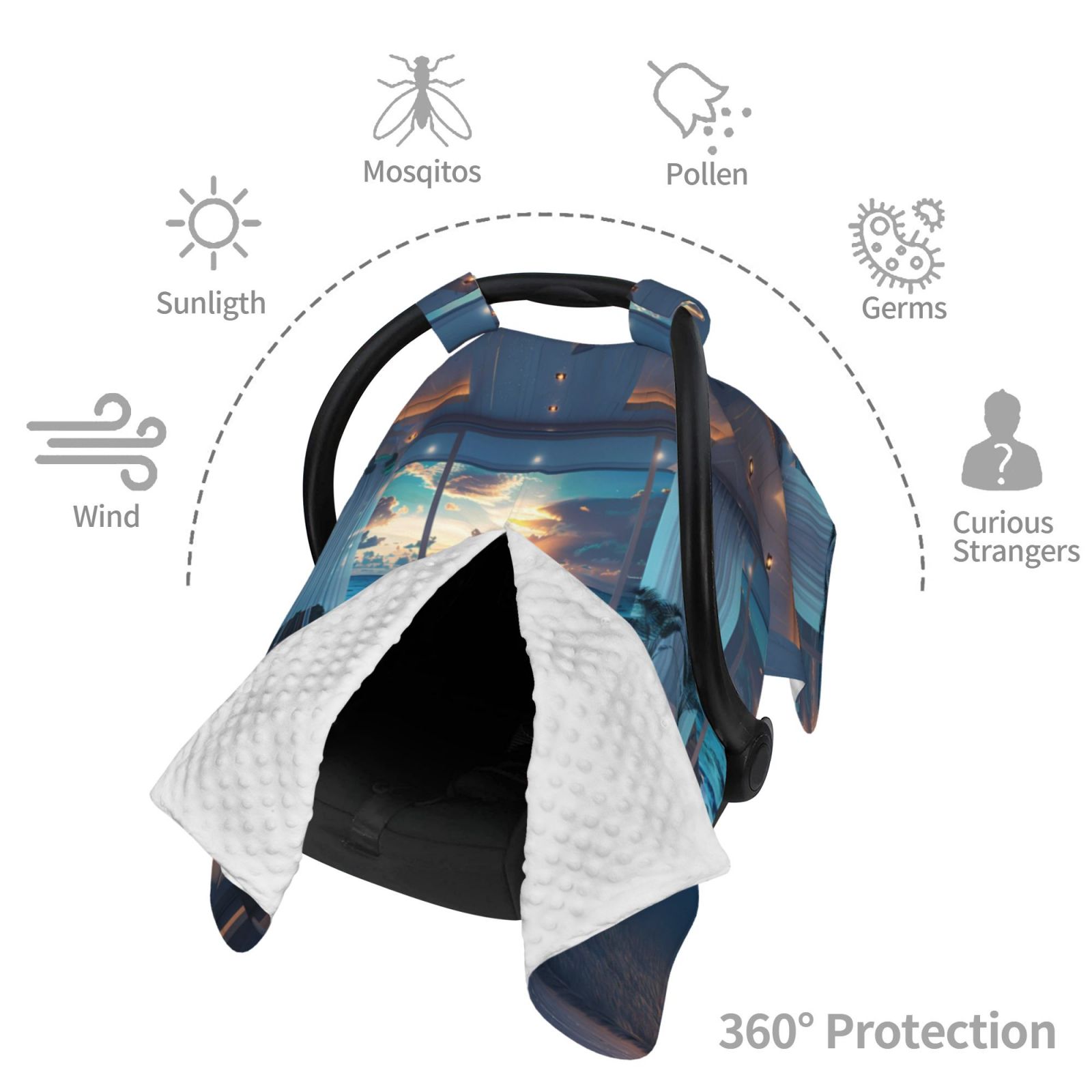 Car Seat Cover Baby - Ocean View Bedroom Breathable Infant Car Seat Cover for Baby Carseat, Lightweight Comfort Baby Essentials Must Haves Newborn Stuff for Girl Boy
