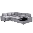 thumbnail image 6 of 115.5" Wide Fabric Linen Left Hand Facing Sectional Sleeper Sofa Bed-LightGray, 6 of 6