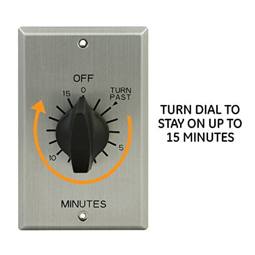 GE InWall Mechanical Countdown Timer Switch, Spring Wound, Up to 15 Minutes, 1Minute Intervals