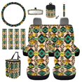 thumbnail image 2 of Garronmavis Aztec Leopard 13 PCS Car Seat Cover Full Set 4 Pieces Car Seat Covers Steering Wheel Cover Keychain Car Trash Bag Car Pouch Organizer Auto Rear View Mirror Covers Universal Fit, 2 of 4