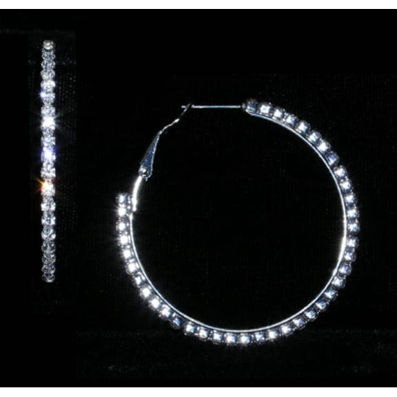 #14984 - 1 3/4" Rhinestone Hoop Earrings