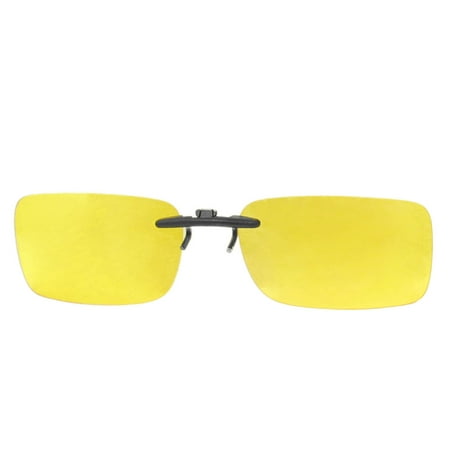 Women Men Clear Yellow Rimless Design Sunglasses Clip On Specs (Best Clip On Sunglasses For Rimless Glasses)