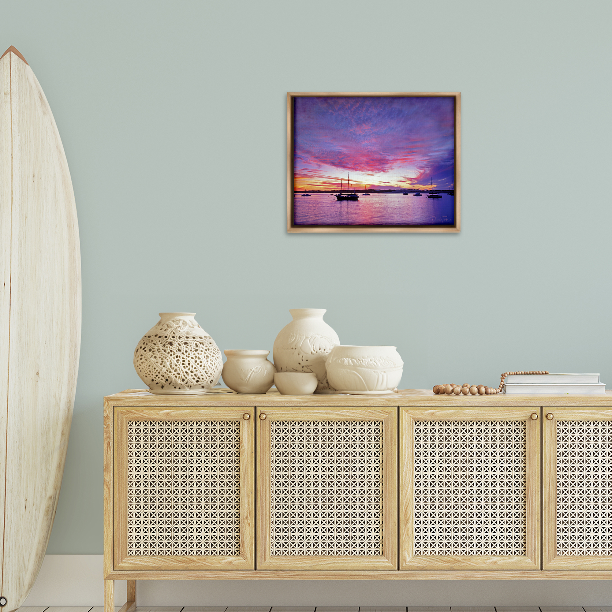 Stupell Industries Distant Boats at Sunset Transportation Photography Brown Floater Framed Canvas Art Print Wall Art, 21 x 17