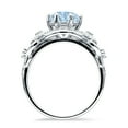 thumbnail image 6 of Art Deco Ring Sunflower Design Round Aquamarine Cubic Zirconia White Tone 925 Sterling Silver, Size 5, 6 of 7